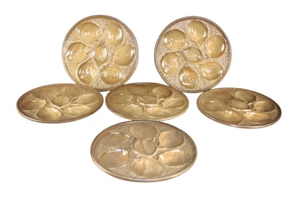 Set of 6 French St. Clement oyster plates