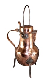 French copper coffee pot on iron legs