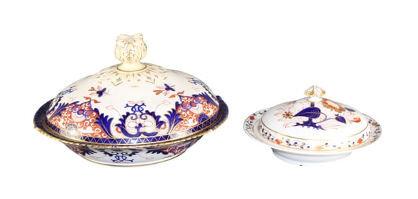 Lot of 2 Royal Crown Derby covered vegetable dishes