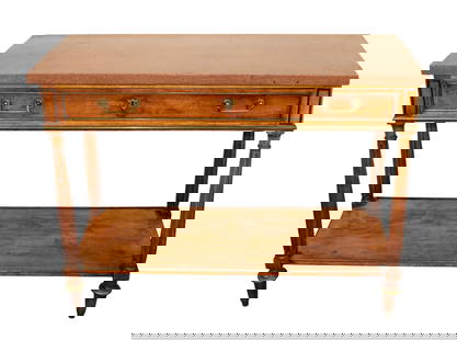 French Louis XVI style marble top console table: French Louis XVI style marble top console table in walnut. Late 19th century. 35 1/2"h x 46"w x 18 3/4"d