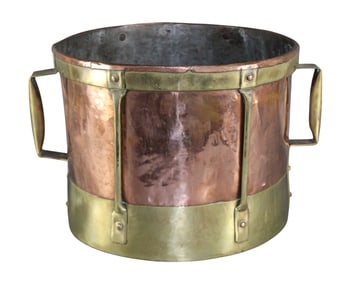 French copper and brass wine measure bucket