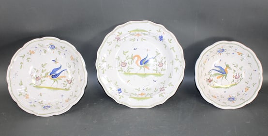 Lot of 3 French Martre Tolosane Moustier bowls