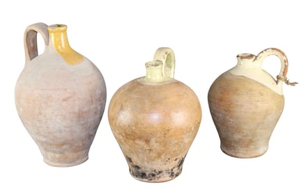 Lot of 3 French terra cotta pitchers
