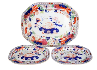 Lot of 3 English Masons Ironstone platters