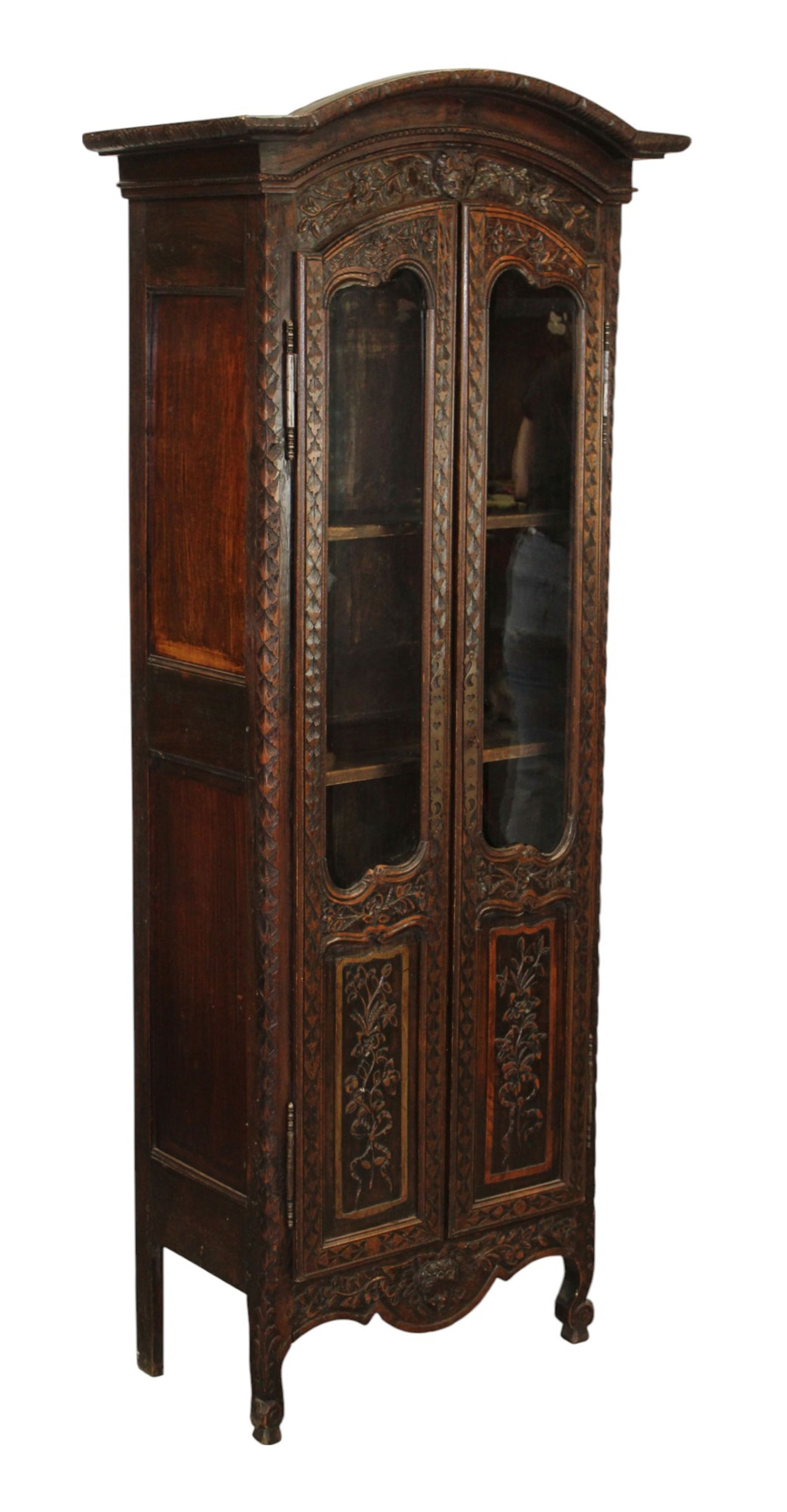 French Provincial dome top 2 door bookcase (1 of 10)