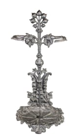 French Art Nouveau cast iron umbrella stand with ivy and flowers