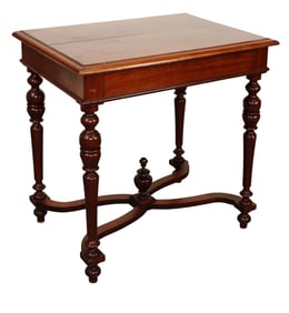 French mahogany side table with center finial