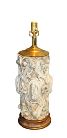 Italian carved fragment table lamp with carved medallions and grapes