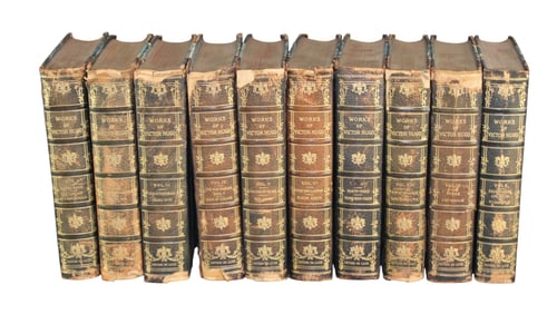 Lot of 10 leather bound Victor Hugo books