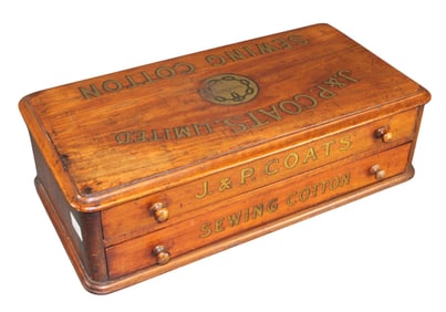 English J.P. Coats 2-drawer sewing box