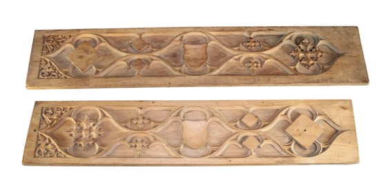 Lot of 2 French relief carved architectural fragments