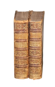 Lot of 2 antique French leather bound books