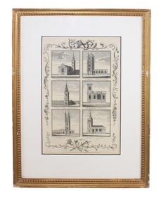 Alex Hogg architectural engraving depicting London churches