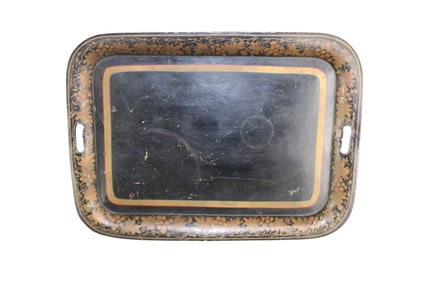 English rectangular tole tray with handles