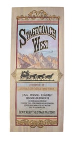 Painted stagecoach sign