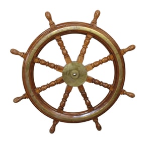 Vintage wooden ship's wheel