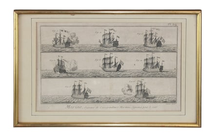 French Bernard Direx nautical engraving