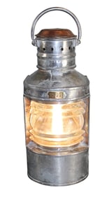 English restored nautical light in zinc and copper