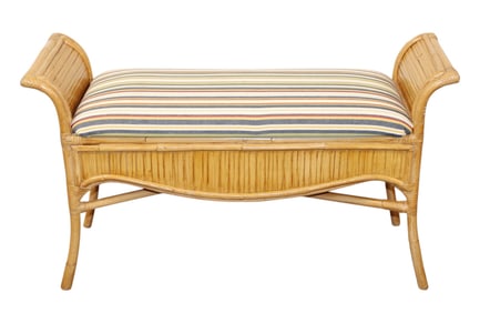 Vintage bamboo and rattan bench