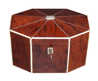 Small octagonal dresser box with key