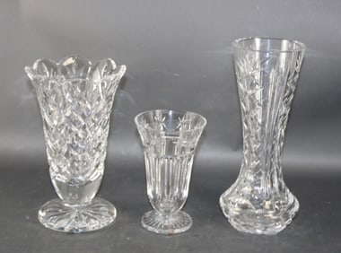 Lot of 3 Waterford crystal vases