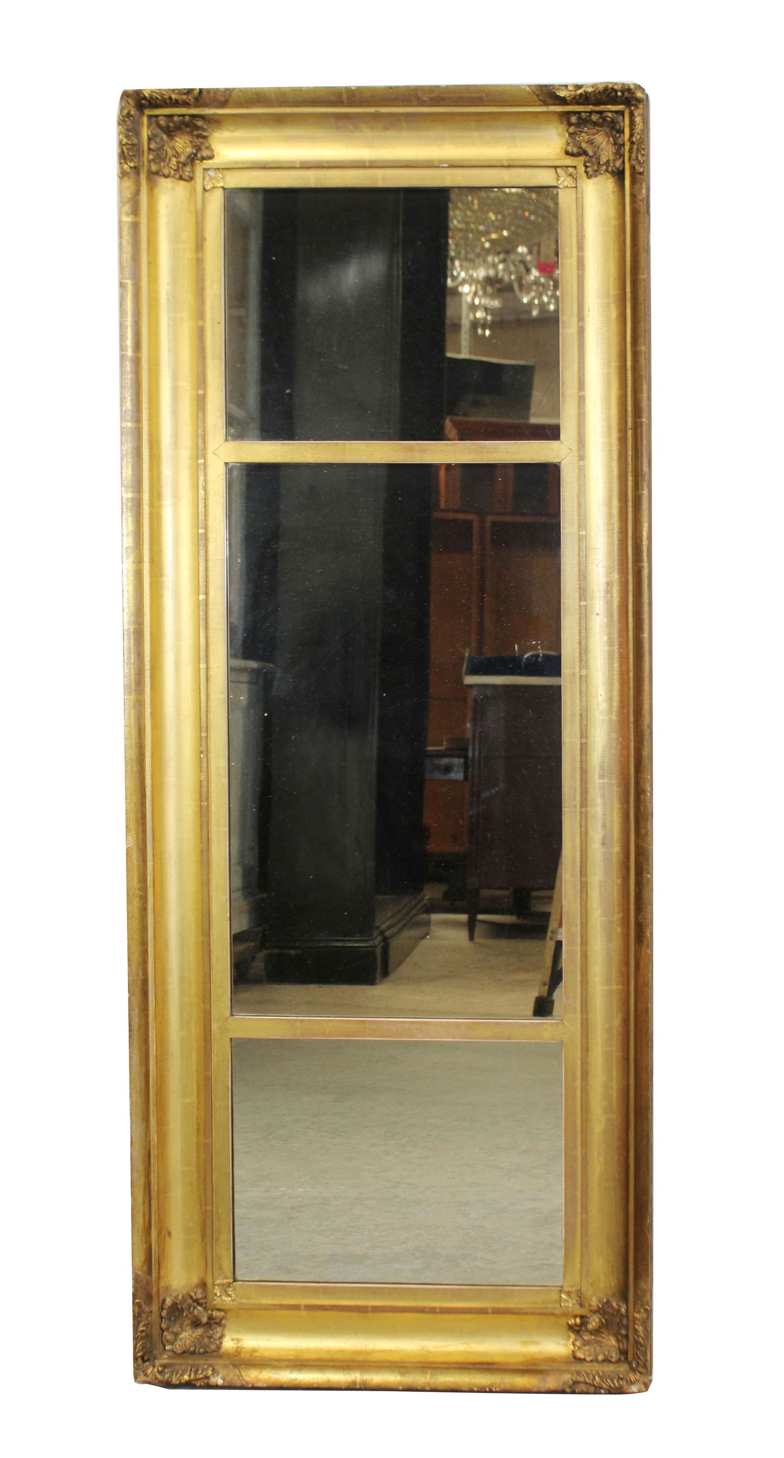 French gold leaf framed 3 section mirror (1 of 9)