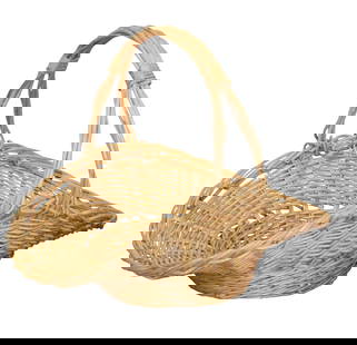 Large wicker basket with handle: Large wicker basket with handle. 30 1/2"h x 38"w x 28"d