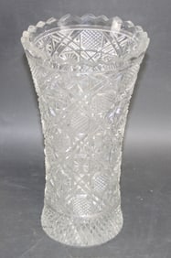 Signed cut crystal vase