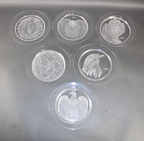 Lot of 6 Lalique crystal annual collector plates