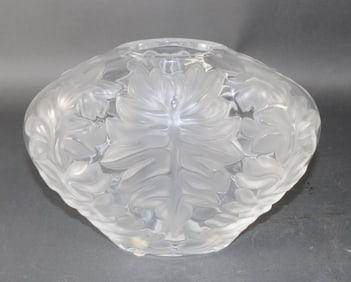 Lalique France Crystal Mahe Clair Palm Leaf Vase
