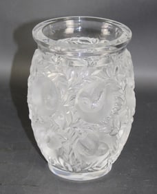Lalique France Crystal Bagatelle vase with birds