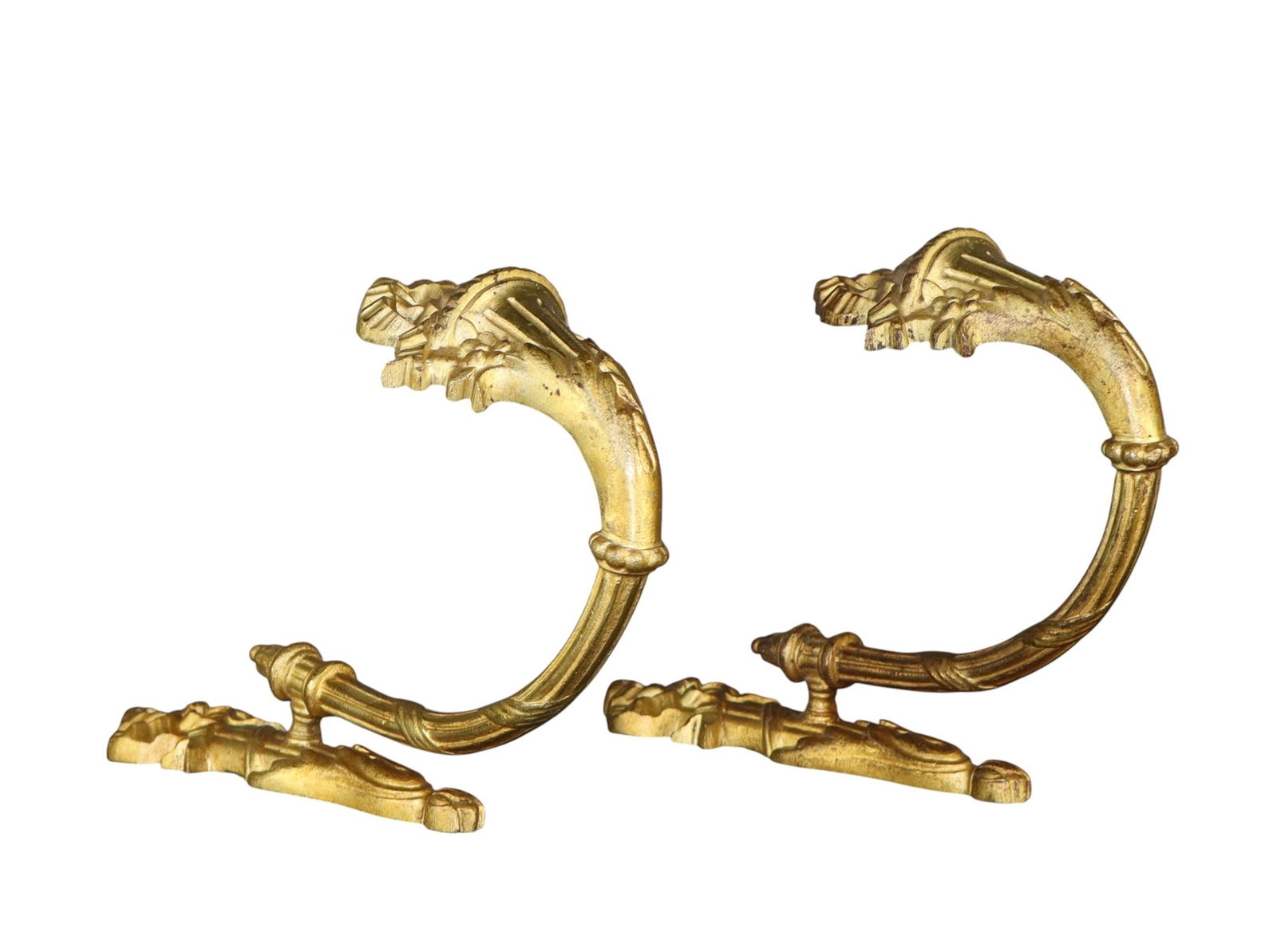Pair of French Louis XVI style brass curtain tie backs (1 of 10)