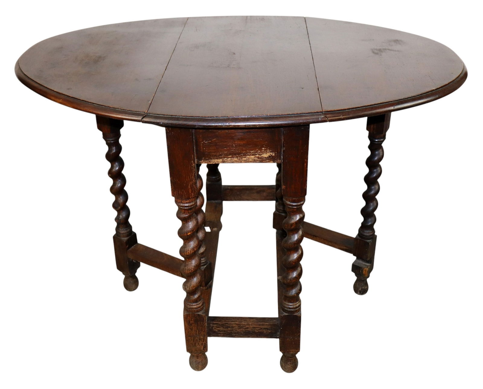 English barley twist gateleg drop side table in oak (1 of 7)