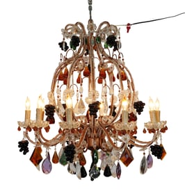 Venetian 10 light chandelier with glass fruit and beads