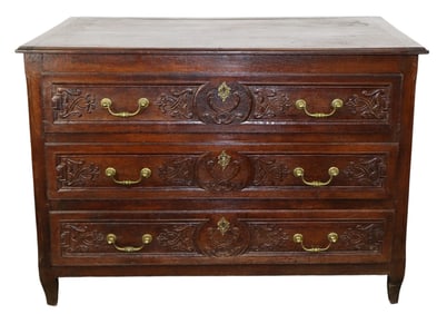 French oak 3 drawer commode