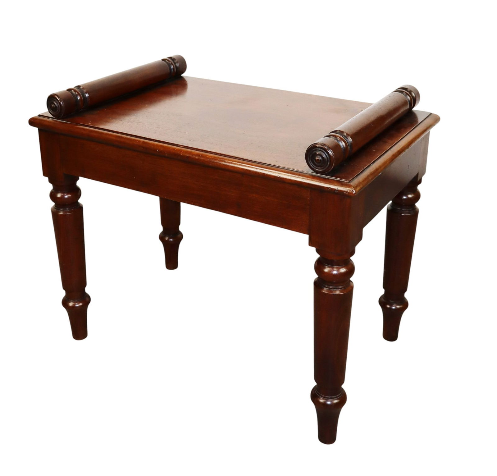 English Aesthetic window seat or hall bench in mahogany. (1 of 5)