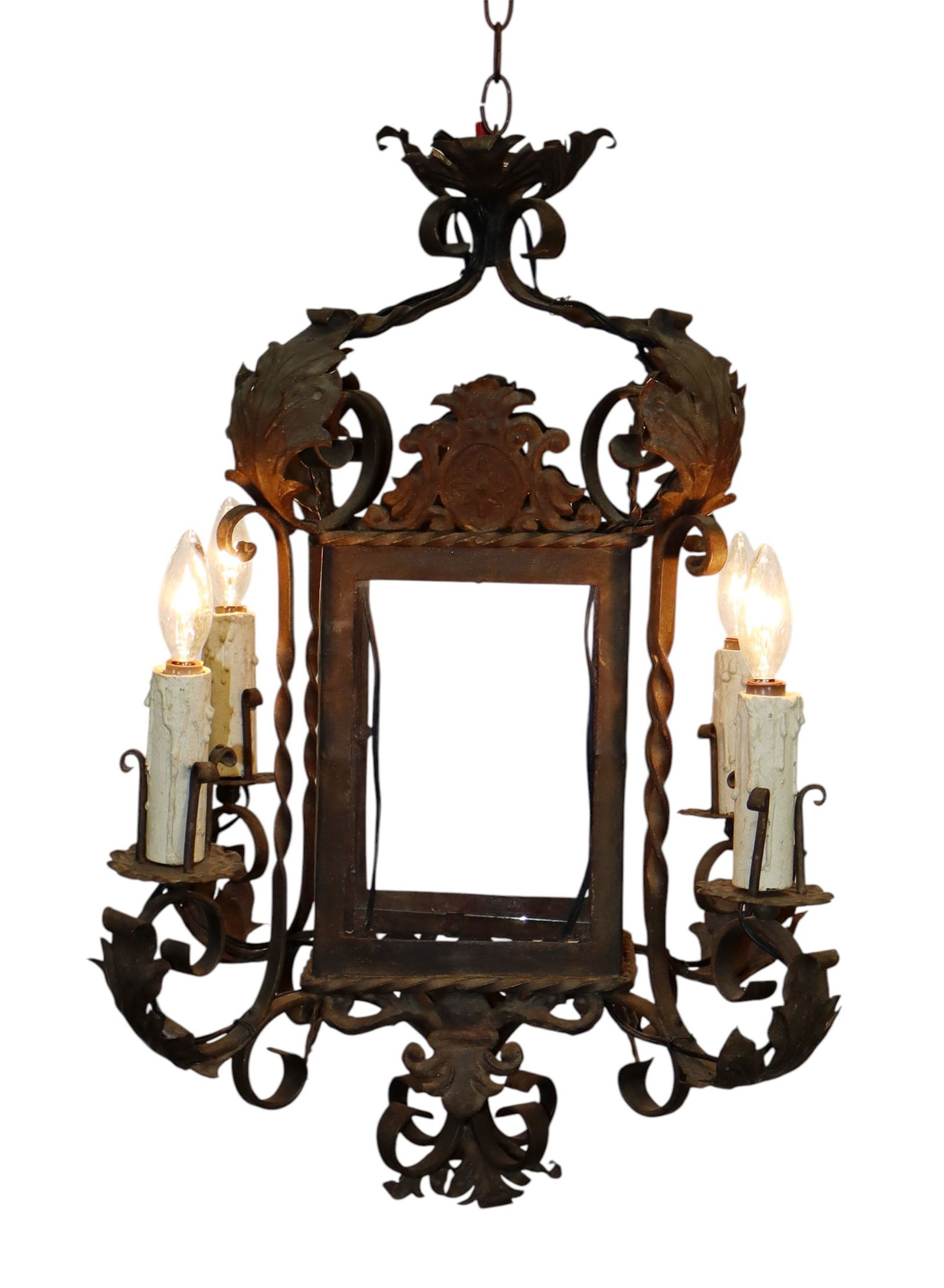 Italian Venetian wrought iron & tole lantern (1 of 9)