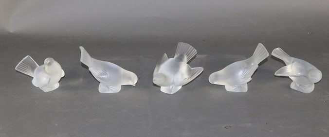 Lot of 5 Lalique crystal songbirds
