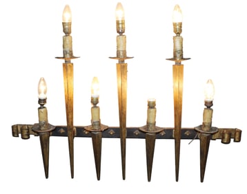 Spanish gilt over iron 7 arm wall sconce
