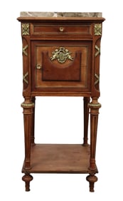 French Louis XVI style marble top chevet with ormolu