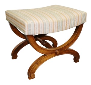 French curule base footstool in walnut