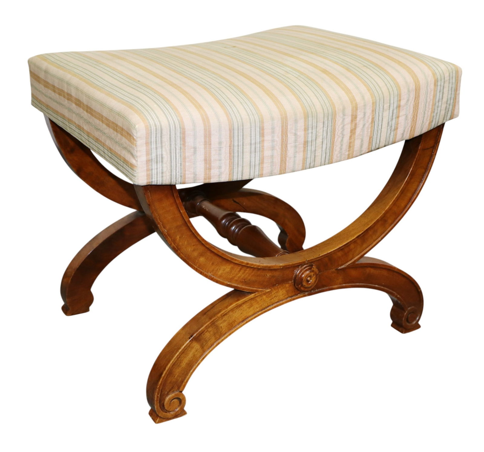 French curule base footstool in walnut (1 of 6)