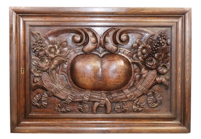 French carved oak panel with flowers