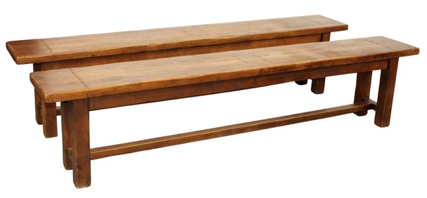 Pair of French farmhouse backless benches