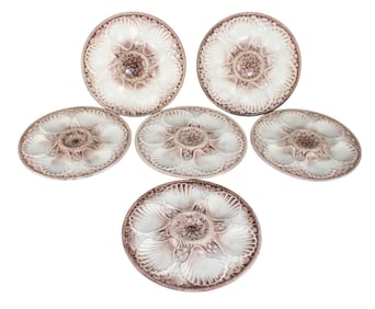 Lot of 6 French Longchamp oyster plates