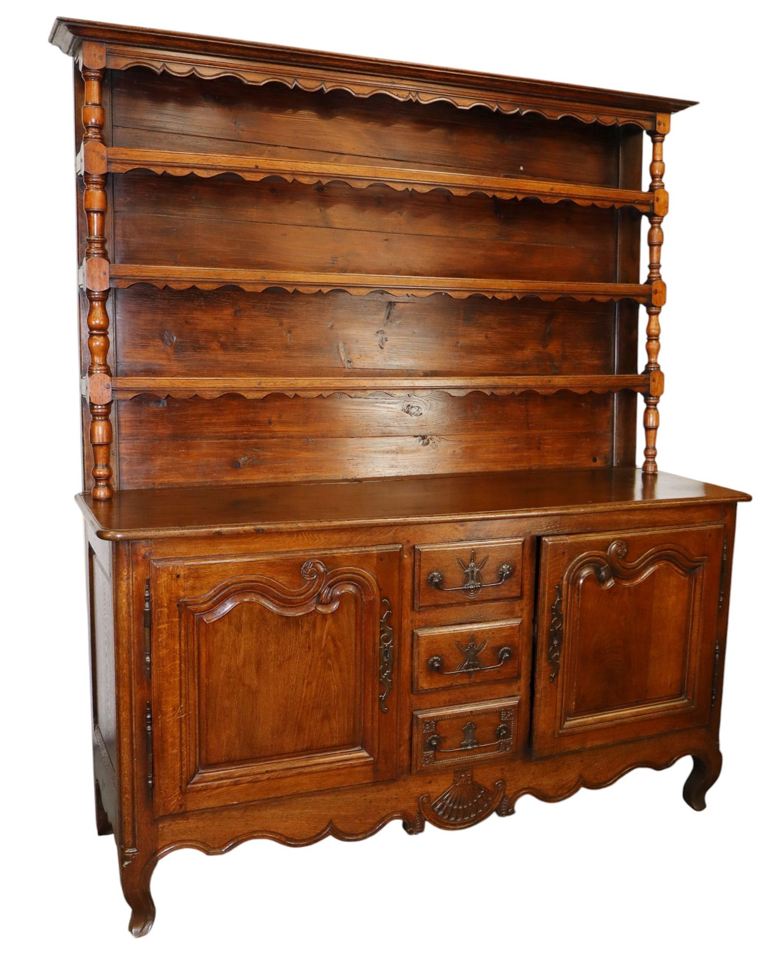 French Provincial sideboard with tiered plate rack (1 of 15)