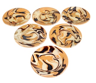 Set of 6 French glazed terra cotta plates from Uzes