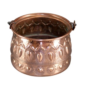 French small embossed copper hanging pot