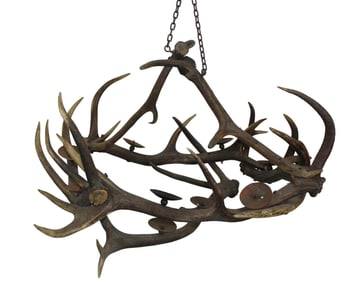 French antler chandelier with 10 candle cups