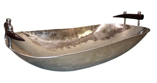 Silverplate centerpiece bowl with stag horn handles